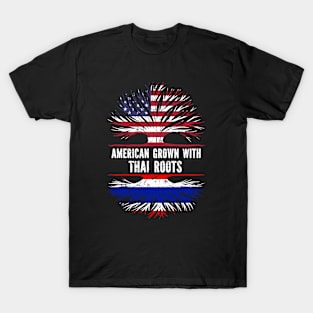 American Grown with Thai Roots USA Flag T-Shirt